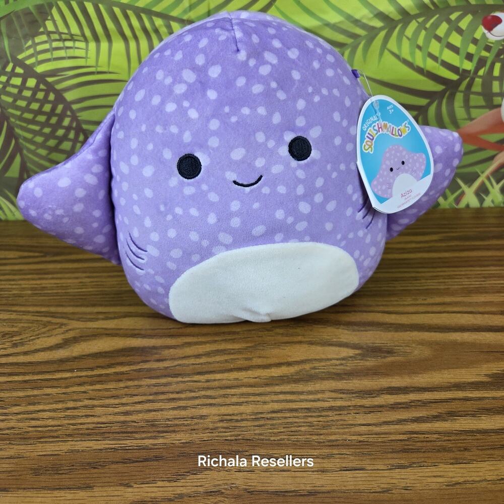 Squishmallows Aziza Purple Spotted Stingray 8” 2021 Summer Squad Kellytoy New